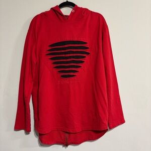 Red Hooded Sweatshirt with Black Design